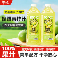 哪吒 捏爆100%苹果柠檬NFC青柠汁2L*2瓶
