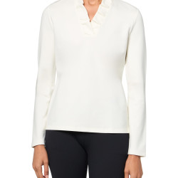 Brooks Brothers 女士经典V领长袖上衣 荷叶边设计 针织面料