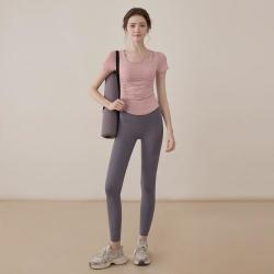 佑游 瑜伽服带胸垫女2025春夏女短袖修身运动上衣提臀瑜伽裤套装