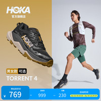 HOKA 竞速减震耐磨轻便 男士越野跑步鞋 黑色/冷隧灰-男 42