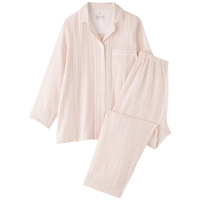 MUJI 无侧缝双层纱织 女式睡衣家居服套装