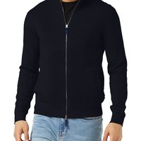 A|X ARMANI EXCHANGE 男士拉链套头毛衣,海军蓝,L