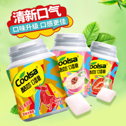 酷莎 口香糖 木糖醇口气清新蜜桃草莓味 9块9罐装 3瓶