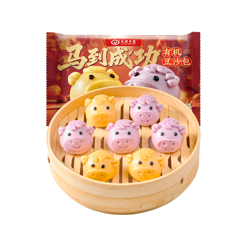 九洲丰园 马到成功有机豆沙包 216g*2袋