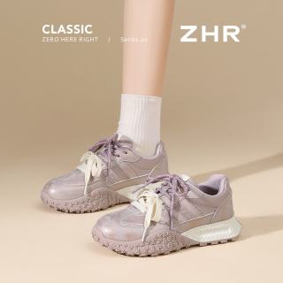 则则 德训鞋女2026春季新款厚底增高运动鞋女复古风女鞋 紫色 37