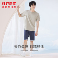 红豆男装 JEJ321 短袖透气 浅沙灰 XL 家居服套装
