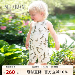milkbarn 2026春夏新品儿童背心短裤套装宝宝无袖上衣裤子婴幼儿童装衣服 海龟派对 90