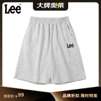 LEE KIDS 童装儿童短裤夏季男女大童纯棉五分裤透气休闲裤麻灰色  160