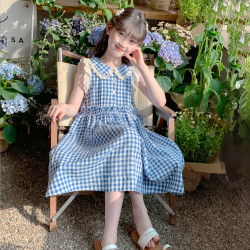 神奇童年 女童夏连衣裙2026新款洋气童装小女孩独特漂亮格子裙子儿童公主裙