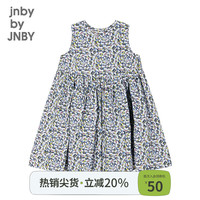 jnby by JNBY 无袖连衣裙A型宽松圆领长款印花全棉夏女童1P6G13860 384/绿蓝系 120 cm