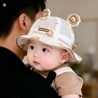 贝娜茜 婴儿帽子夏季薄款宝宝遮阳帽防晒帽婴幼儿渔夫帽新生儿太阳帽春季 小狮子-咖色
