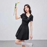 IEF爱依服 赫本风花苞小黑裙 夏季连衣裙
