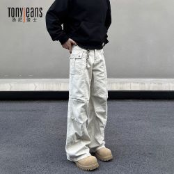 Tony Jeans TONYJEANS 美式vibe复古cleanfit男女直筒多口袋微喇休闲长裤