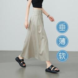 ESE-Y 女士冰凉软垂天丝棉飘逸立褶臀线高定牛仔半身裙