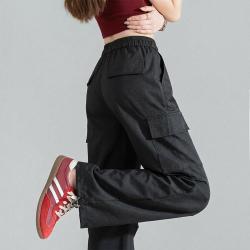 唐狮 春夏季高腰显瘦辣妹直筒裤韩系减龄工装女式休闲裤