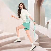 FILA 女装T恤女士时尚潮流休闲圆领简约舒适针织短袖衫
