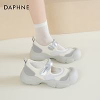 达芙妮 厚底透气网面魔术贴 灰色 37码 女士休闲鞋
