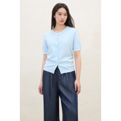 独束 大码女装通勤撞色刺绣针织衫夏季新款百搭宽松显瘦短款小衫女
