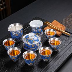 艾格辰 珐琅彩海浪青花瓷茶具