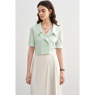 独束 设计感翻领衬衫 布丁黄 3XL 女士上衣