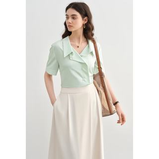 独束 设计感翻领衬衫 布丁黄 3XL 女士上衣
