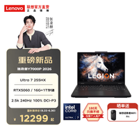 联想 LEGION 联想拯救者 Y7000P 16英寸 游戏本 黑色（Ultra 7 255HX、RTX 5060、16GB、1TB、2560*1600、240Hz、Legion Y7000P IAX10）