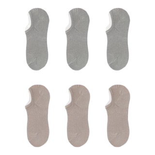 Caramella 卡拉美拉 男士船袜 浅灰3卡其3共6双 均码