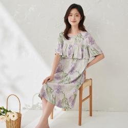顶瓜瓜 女士睡裙夏季褶皱花边防走光裙