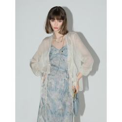 COCOBELLA 扭结水彩印花雪纺吊带长裙
