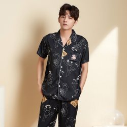 大嘴猴 冰丝面料 男士家居服套装