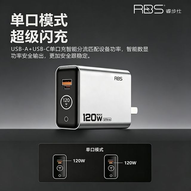 睿步仕 隼UltraMax120W全协议 氮化镓充电器套装