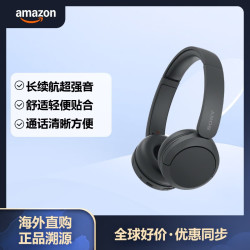 索尼 WH-CH520 无线蓝牙耳机头戴式电脑手机学习游戏音乐耳机通用适用于安卓苹果 黑色