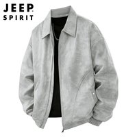 JEEP SPIRIT Jeep吉普夹克男士春秋新款美式潮流休闲男装时尚百搭宽松翻领外套