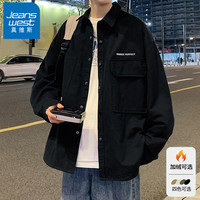JEANSWEST 真维斯 男士工装长袖衬衫 冬季加绒休闲港风春秋款