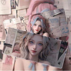 英雄联盟金克丝鼠标垫电竞游戏电脑键盘垫学生宿舍卧室加厚桌垫子