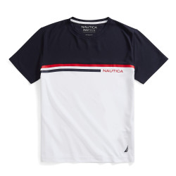 NAUTICA 男式 时尚T恤 Nautica 男士Navtech拼色T恤 圆领 短袖 经典版型
