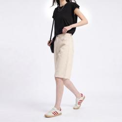 DKNY 夏季复古牛仔七分裤女高腰商务休闲显瘦舒适直筒裤