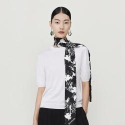 玛丝菲尔 白色舒适轻薄百搭透气女式针织衫