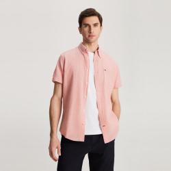 TOMMY HILFIGER 春夏男透气轻薄休闲纯色短袖衬衫外套