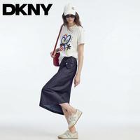 DKNY 夏季新款 女士工装风半身裙 仿牛仔后开衩