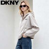 DKNY 夏季时尚宽松舒适拉链开衫连帽长袖女式外套女