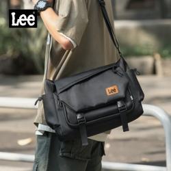 Lee 包包女斜挎包2023款大容量单肩包男黑色轻便通勤邮差包休闲
