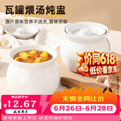 德明 隔水炖 陶瓷炖盅 带盖汤罐 白色 500ml