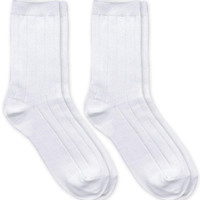 Jefferies Socks Jefferies 袜子男孩竹制校服罗纹船袜 2 双装, 白色, 大