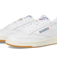 Reebok Club C 85 复古网球运动鞋,休闲白色女鞋, 鞋类 白色/蜡染蓝/粉笔