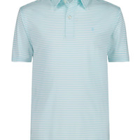 IZOD 男童 Performance Golf Grid 短袖弹力有领 Polo 衫, 雾化器蓝色条纹