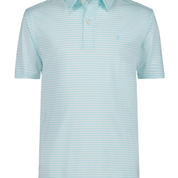 IZOD 男童 Performance Golf Grid 短袖弹力有领 Polo 衫, 雾化器蓝色条纹