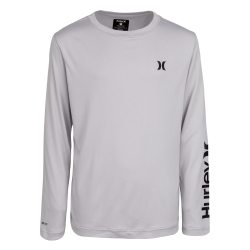 Hurley 男性 防晒衬衫 长袖 UPF 50+ 防晒衬衫 圆领 长袖 Grey Heather 尺码3T
