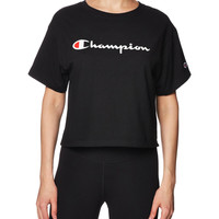 Champion 时尚T恤 短款T恤 女士经典短款T恤 短袖 标准版型 Black Champion  尺码Large