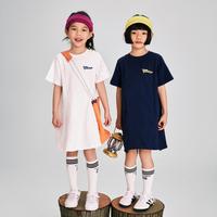 gxg.kids GXG童装夏季儿童裙子女童圆领字母印花百搭短袖t恤连衣裙